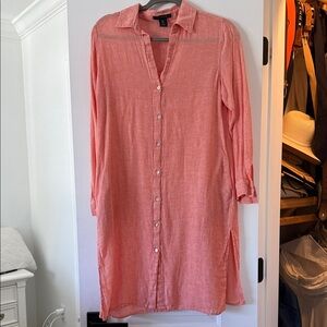Tahari Pink Button-Down Swim Coverup